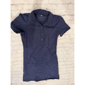Womens Renwick Navy Blue Collared Dress Buttons XS with pockets